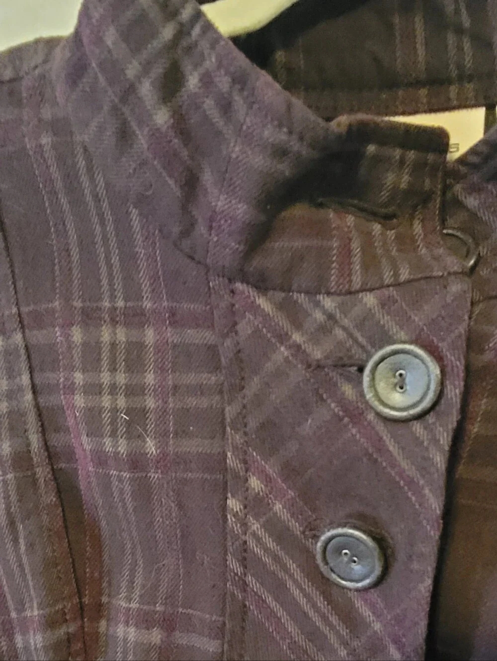 DKNY Women's Purple And Brown Plaid Babydoll Style Jacket Size M - Picture 3 of 6